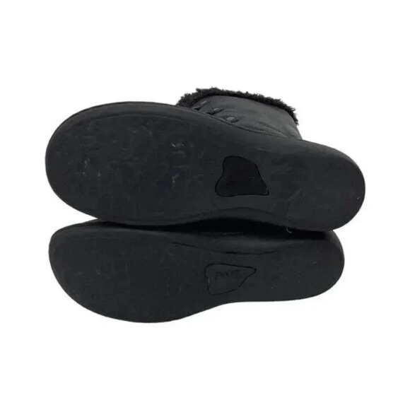 BOC Size 6.5 Leather Lace up Winter Boots Mid Calf Lined Side Zip Black - Picture 9 of 9